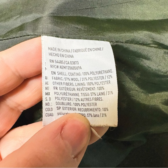 American Eagle Olive Green Wool Blend Peacoat Womens Size L - Picture 8 of 8